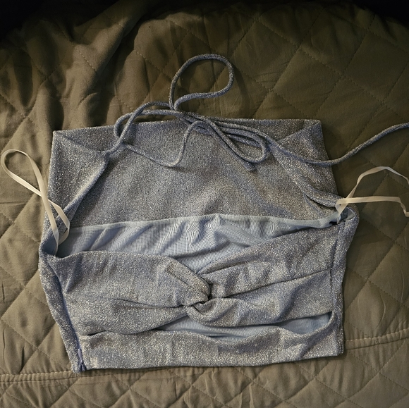 Princess Polly Glittery Silver Bandeau - Picture 1 of 4
